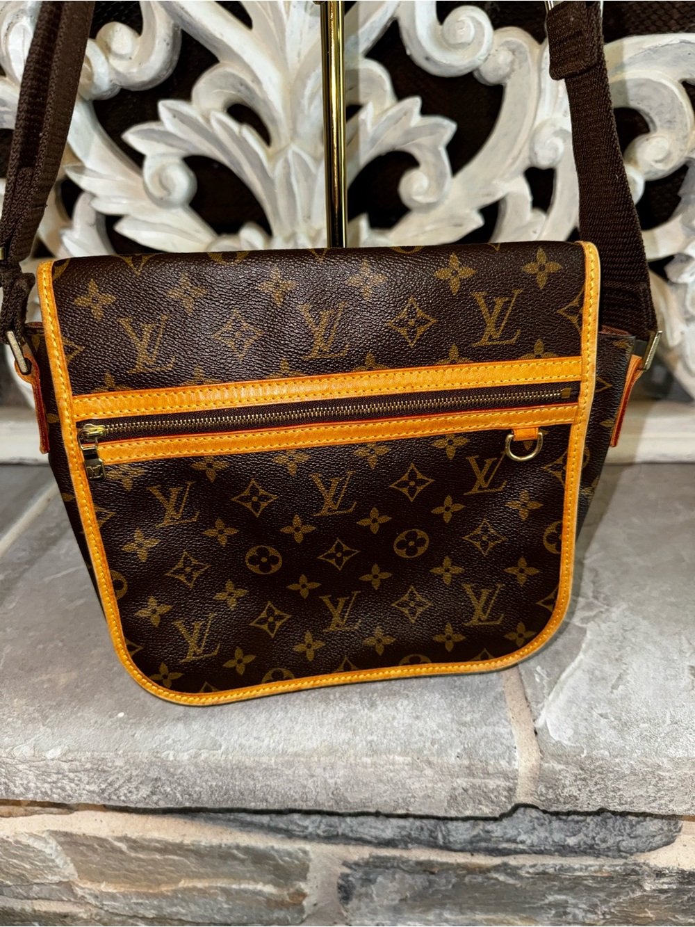 Louis Vuitton Monogram Messenger Bag in Brown & Vachetta Trim